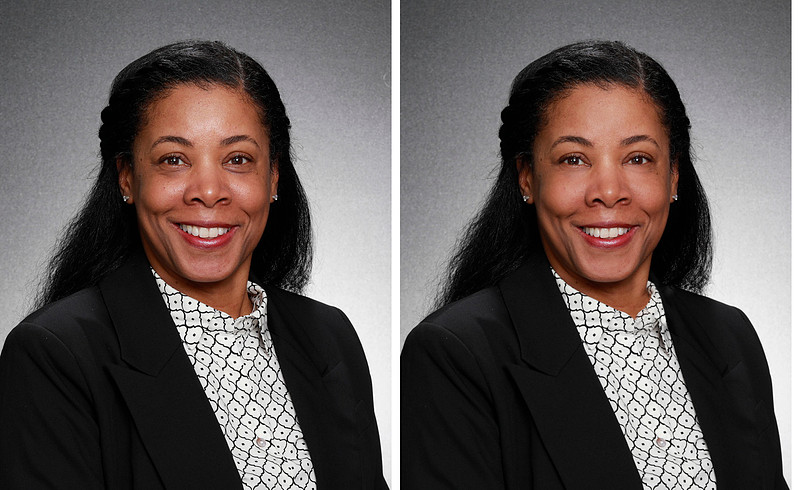 side by side images one retouched, one not